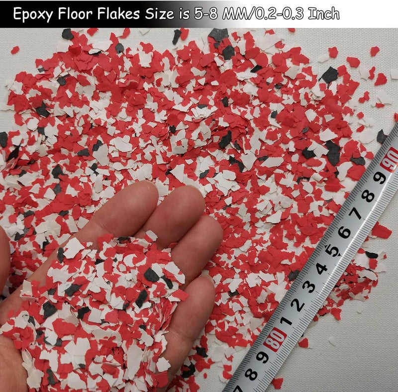 Alkrogiha Epoxy Flakes for Flooring, 450G Decorative Color Chips for Concrete, Epoxy Resin and Countertops, Durable - Black, White, Red - Image 2